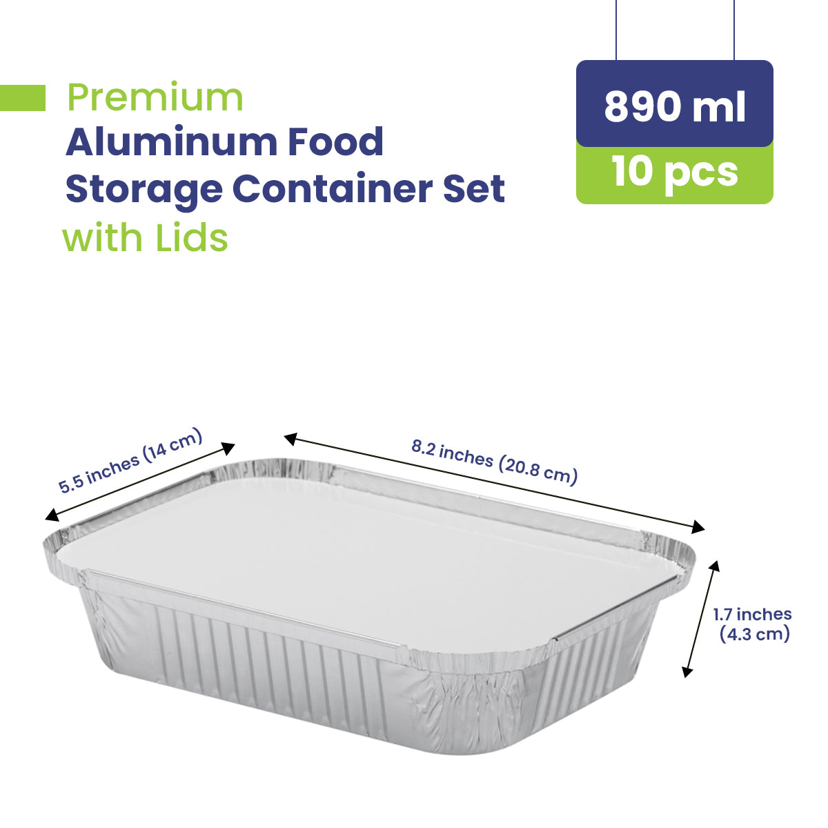 Aluminum Container 8389 with Lid - 890ml