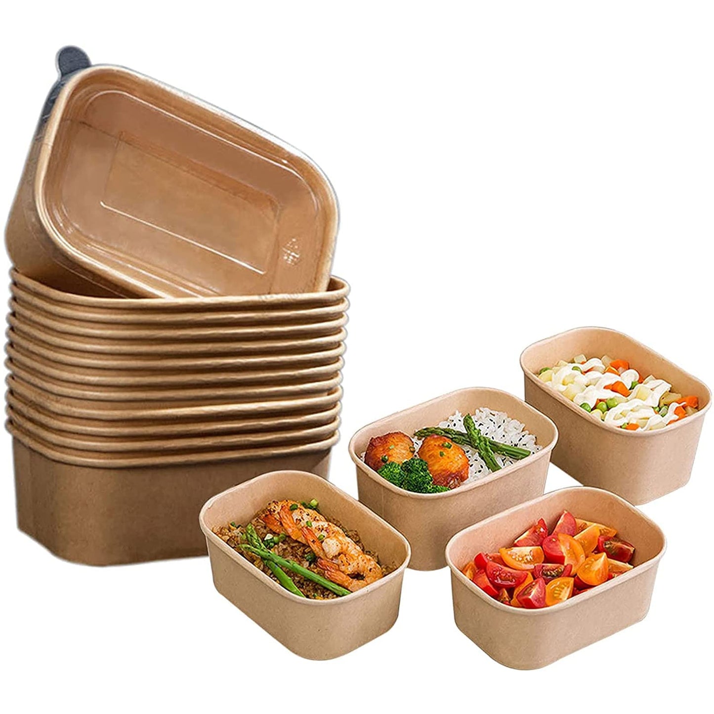 Kraft Rectangular Container 300 Pieces With Base