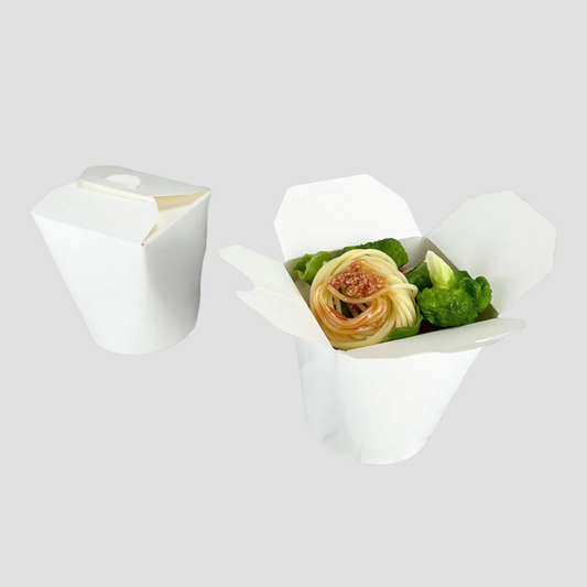 White Paper Noodle Bowl with Paper Lid
