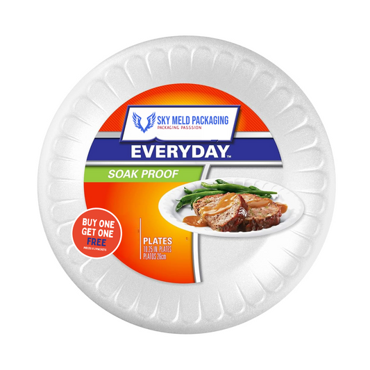 Round Foam Plate 10 Inch Buy One Get One Free 25 Pieces x 2 Packets