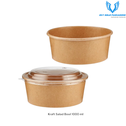 KRAFT SALAD BOWL BROWN WITH LID 1000ML